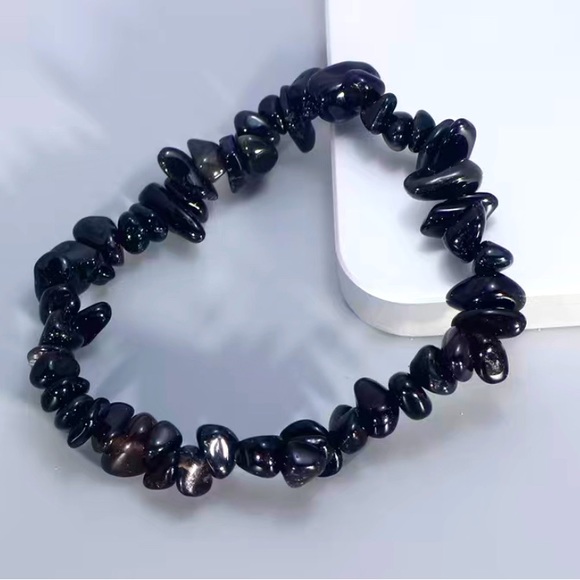 Obsidian, gemstone, hand beaded chakra bracelet - Picture 1 of 1